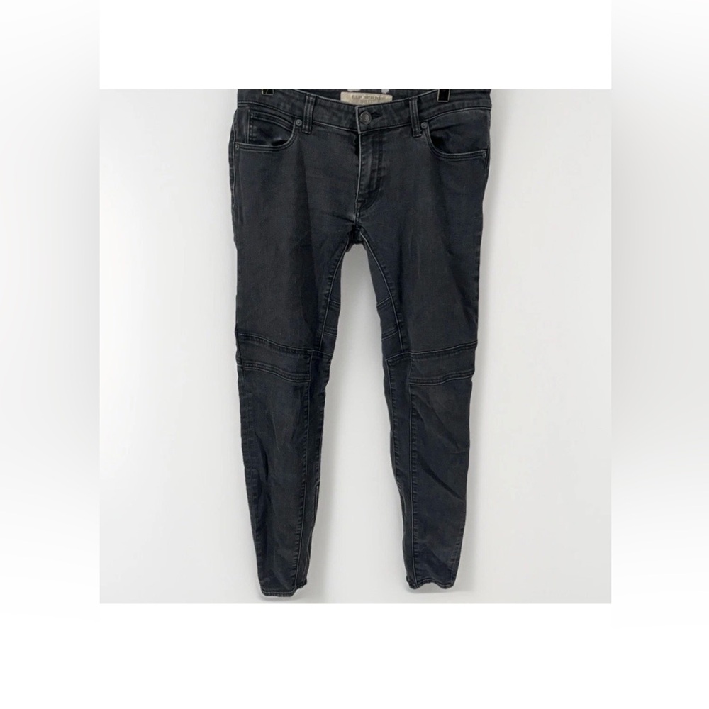 Burberry Brit Women's Size 30 Moto Black Wash Jeans with Zippers Seaming 28” Ins